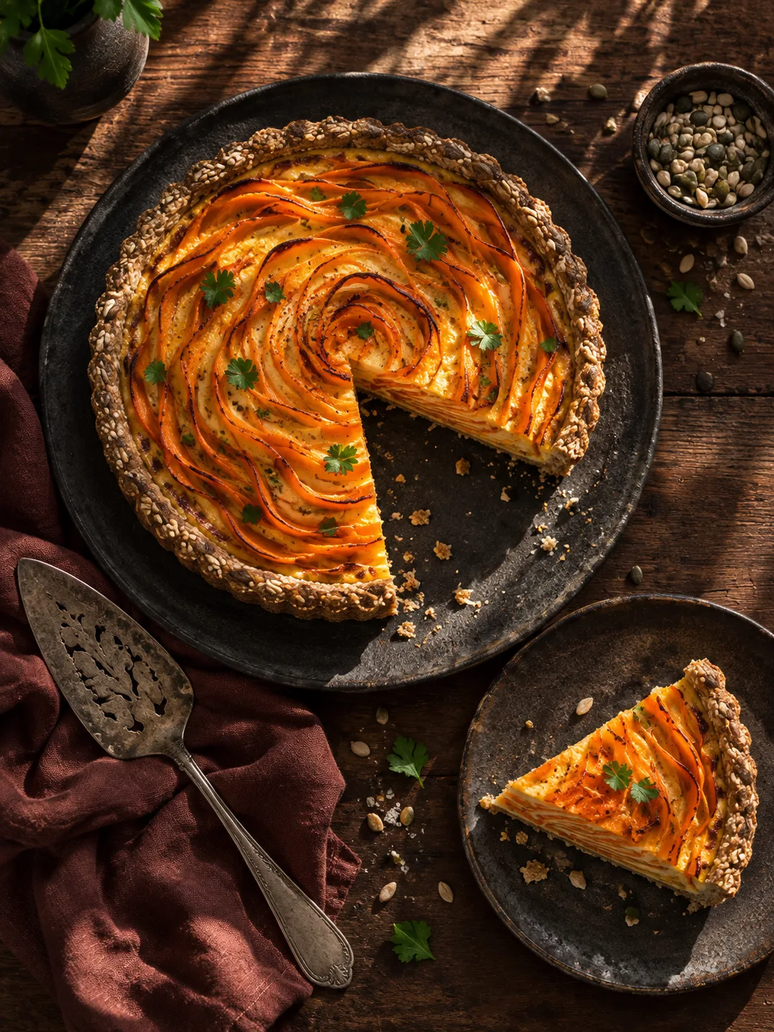 Tarte aux rubans de carottes