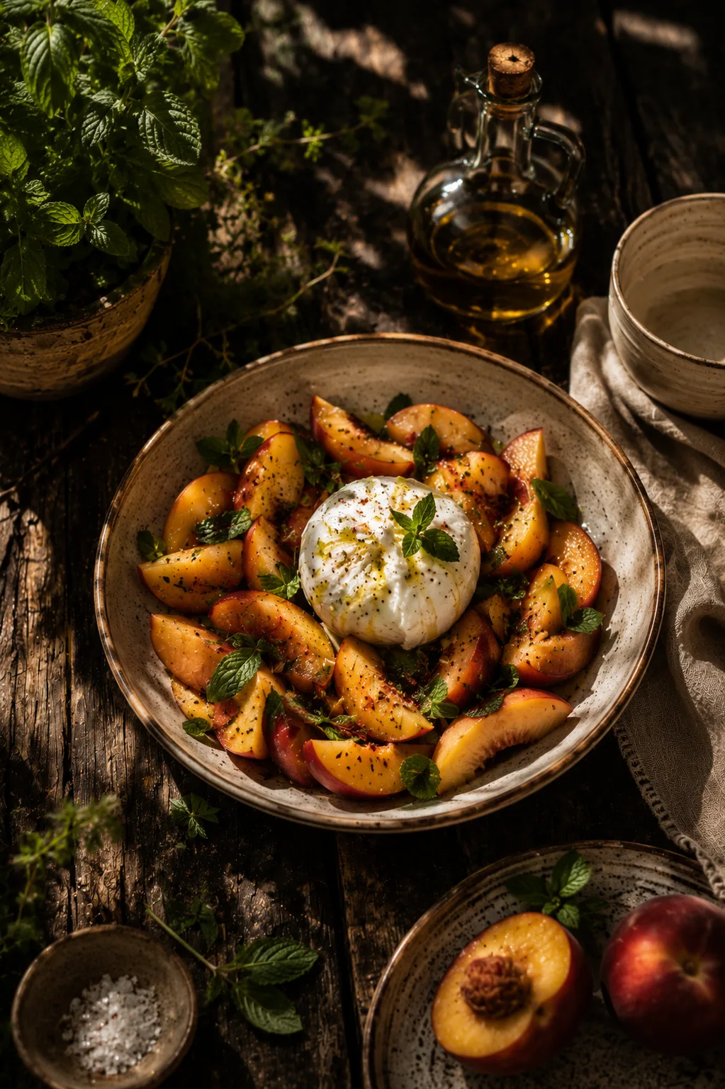 Salade de pêches & burrata