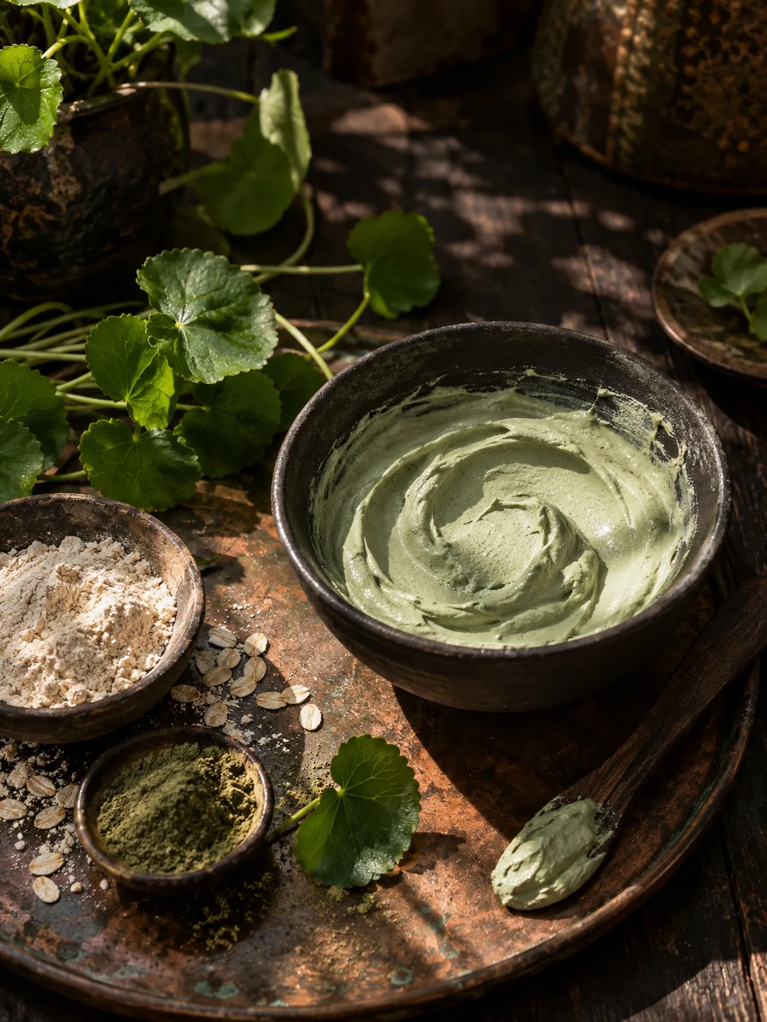 Le masque vert au gotu kola et à l’avoine