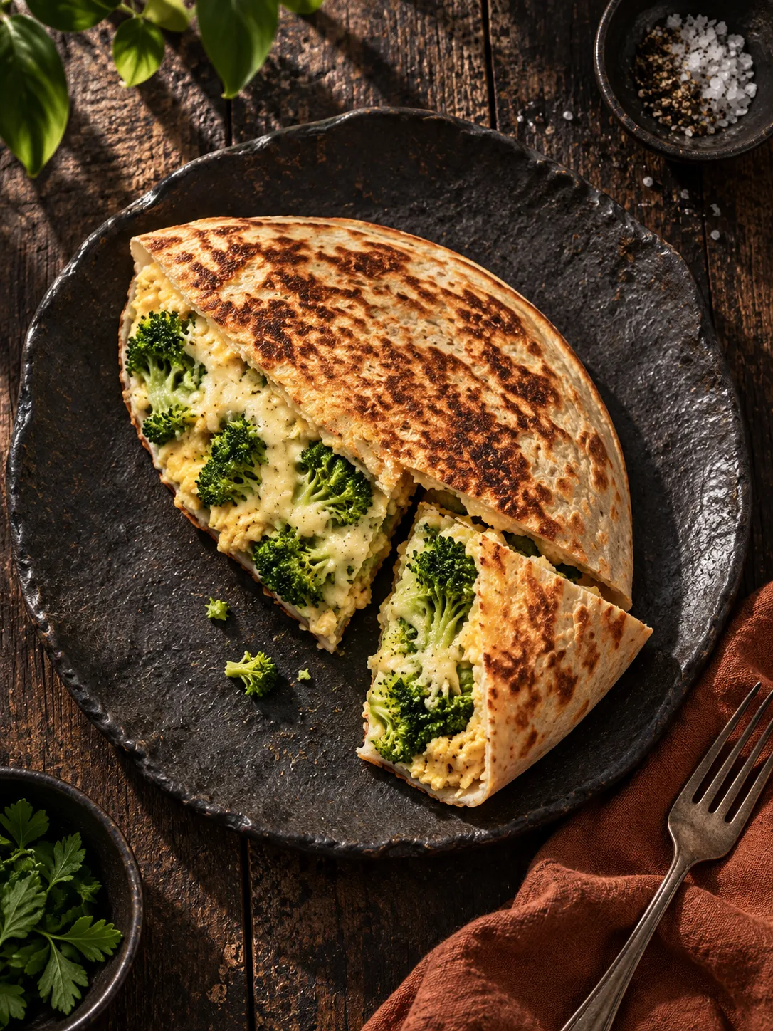 La tortilla du matin au brocoli et au fromage